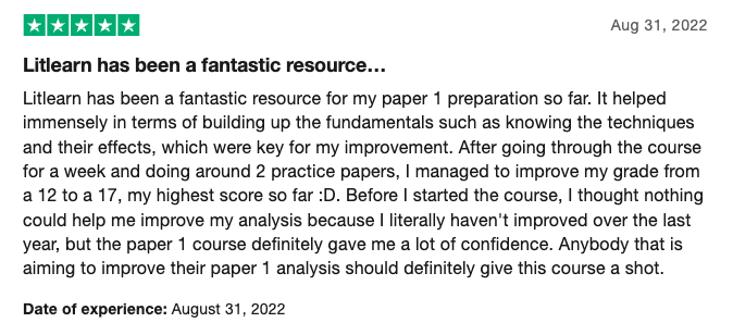 Trustpilot review of LitLearn by Ethan Cheng